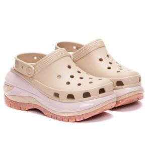 Crocs Mega Crush Clogs Size 9 Chai Tan Platform Comfort Slip On Fall Minimal